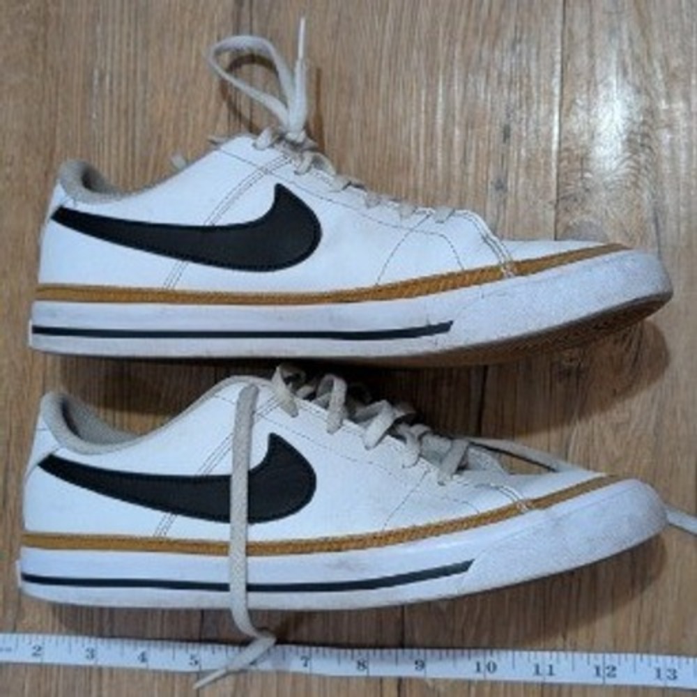 Nike Court Legacy White Black Mustard Yellow Sneakers DA5380-102 Mens 7Y Wmn 8.5